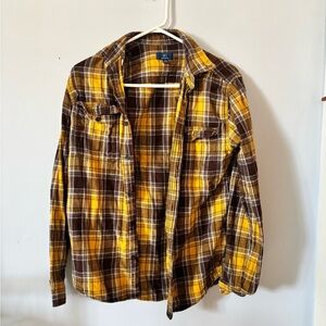 Yellow and Brown Flannel Button Down